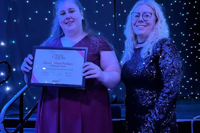 Ebony-Mae Palliser collects her award with Sarah Thursby, Northampton College Curriculum Manager for Performing Arts and Music