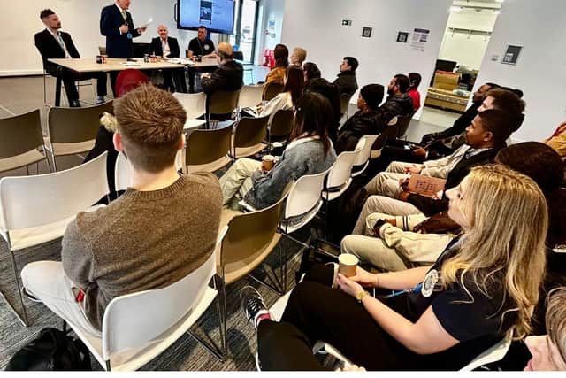 Former Apprentice star and businessmen Nick Hewer spoke to students at The University of Northampton