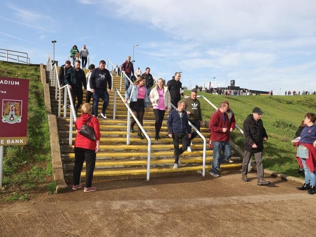 Fans arrive at Sixfields Stadium prior to  the Sky Bet League Two between Northampton Town and Newport County at Sixfields on October 29, 2022.