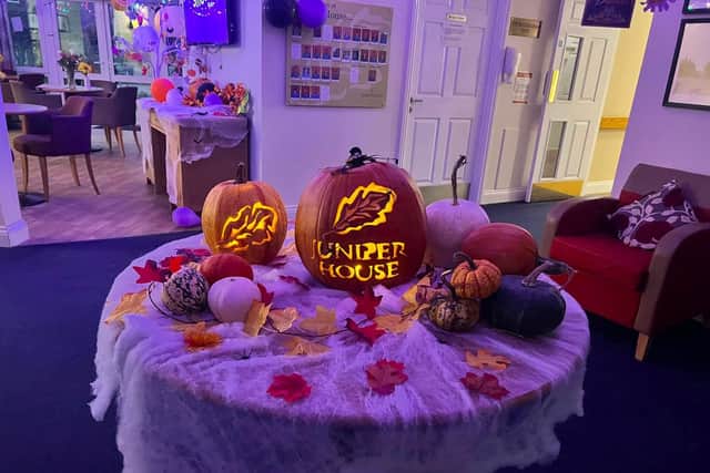 Specially carved Pumpkin with Juniper logo