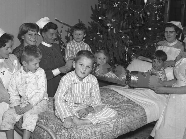 Christmas in children's ward at hospital with a giant cracker