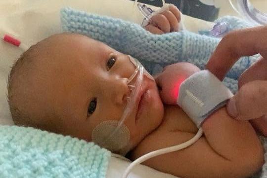 Reuben-James born at 2.07pm on June 16, in the back of an ambulance, weighing 4lbs 15oz.