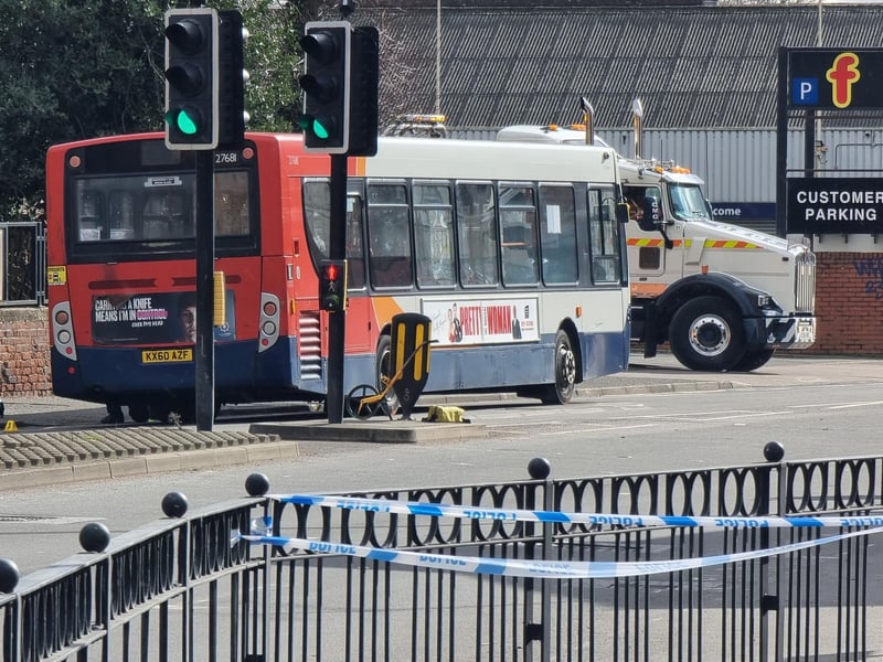Pictures from the scene at midday. The incident happened at 8.40am today (Monday).