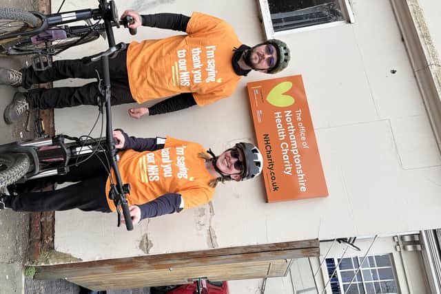 The couple cycled 50 miles from Northampton General Hospital to Luton & Dunstable Hospital.