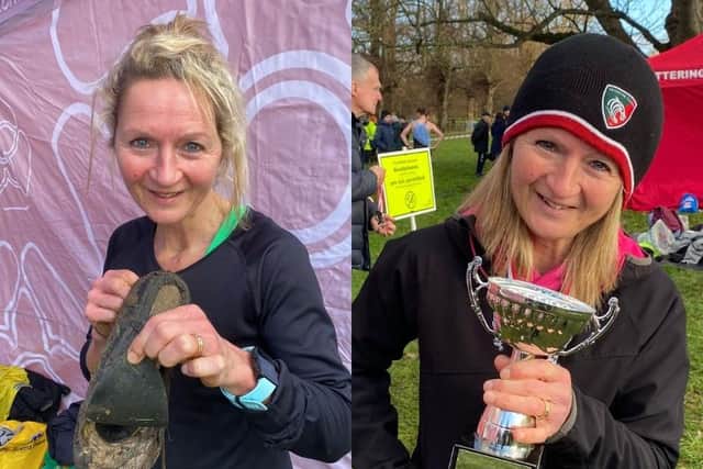 Julie-Ann Hammond managed to win the race, despite a broken shoe.