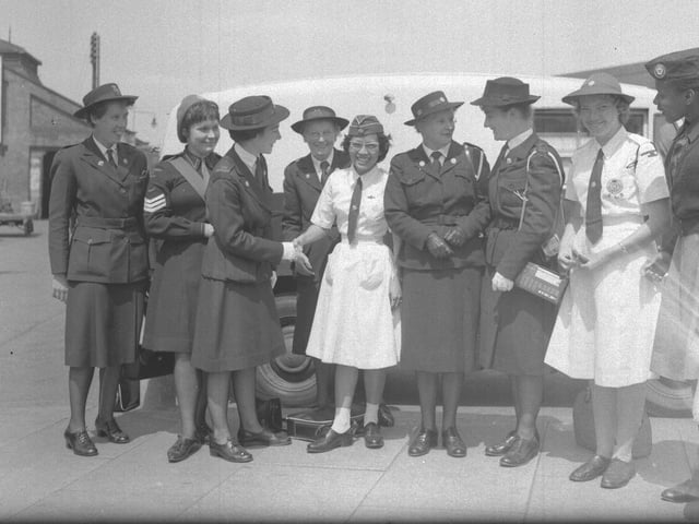 Looking Back
Old glass negs
July 2 1962
GLB overseas visitors at Castle Station, Northampton