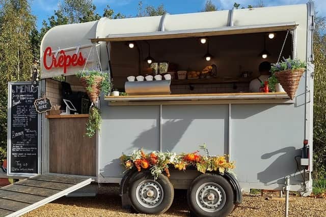 The Courtyard Creperie, set up by Savour the Flavour Catering, serves freshly prepared sweet and savoury crepes with a smile from their bespoke trailer.