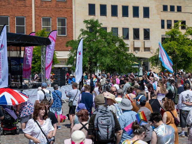 Northampton Pride 2026 in the Market Square on Saturday July 11, 2026. Photo by David Jackson