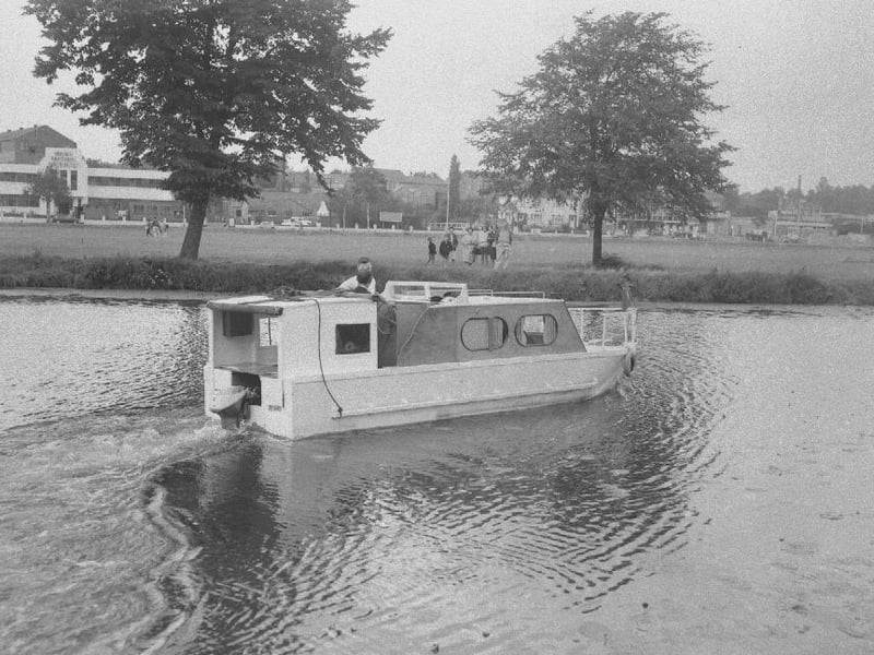 Boat launch near Northampton power station, Midsummer Meadow, July 25, 1967