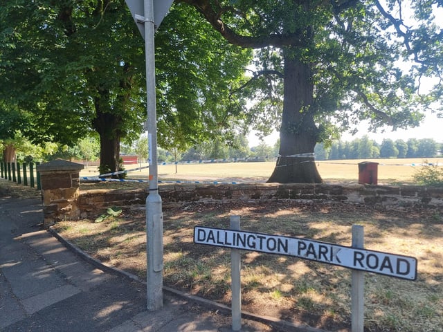 A large police cordon remains in place in Dallington Park, where officers are carrying out enquiries linked to the murder investigation.