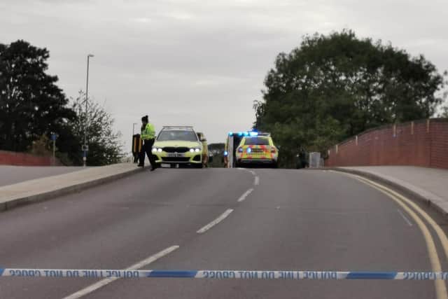 Police cordoned off the bridge while the incident in Black Lion Hill, Northampton was dealt with.