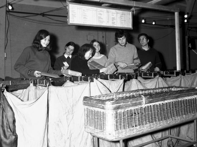 Sorting GPO parcels at the Drill Hall, Clare Street, Northampton, December 19, 1969