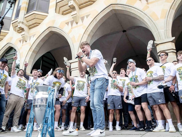 Saints players, coaches and staff celebrated with fans in Northampton town centre on Sunday (June 9) after winning the Gallagher Premiership title at Twickenham on Saturday (June 8).