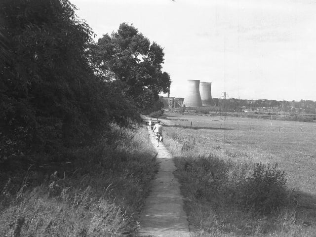Midsummer Meadow with Northampton Power Station and cooling towers