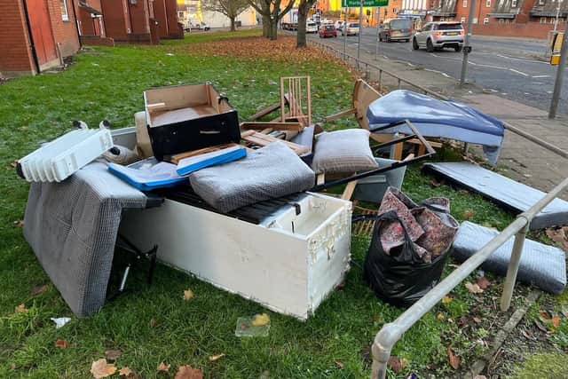 Concerned resident Viktorija Bahvalova reached out to this newspaper about a fly tip she noticed in Semilong, on a very visible area of the grass on the main Barrack Road.