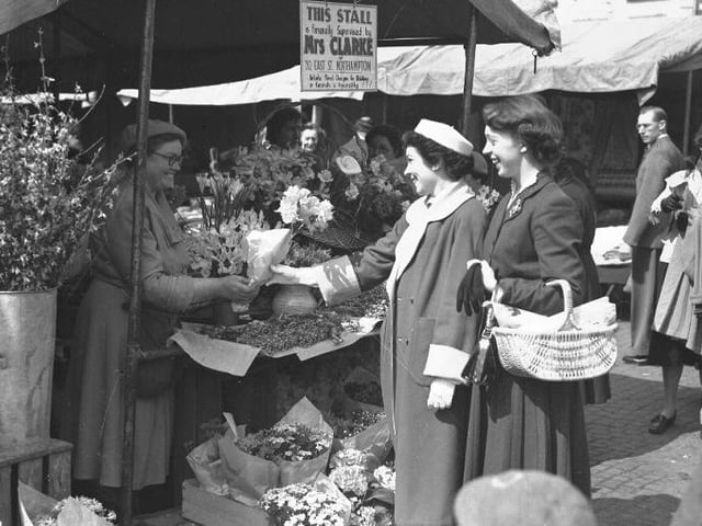 Mrs Clarke's flower stall on Northampton Market