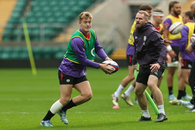 Fin Smith training with England this week (photo by David Rogers/Getty Images)