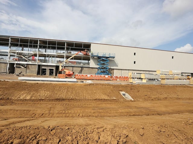 A wide shot of the stand