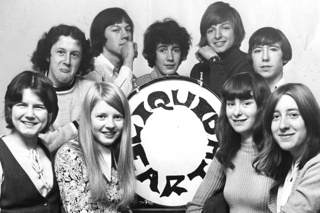 Local band Liquid Velvet with some of their fans. Who remembers the group?