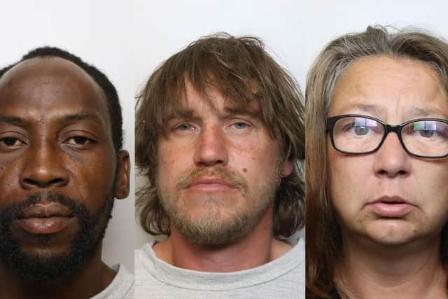 Neneni Msungama (left), John Philip Howard (centre) and Jane Oakes (right) have all been jailed for their parts in a violent attack.