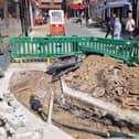 A section of Fish Street, at its crossroads with Dychurch Lane, has recently been dug up by National Grid.