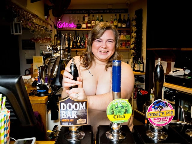 Stephanie Reid, 30, The Royal Oak’s assistant manager, is featured on the calendar page for April.