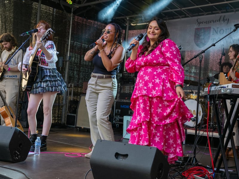 Freya Rose, Afreine and Velvet Engine performing on the Main Stage at the Northampton Music Festival on Sunday, September 8, 2024. Photo by David Jackson.