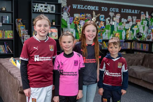 Irchester School, Long Buckby Junior School and Wootton Primary School went to school in Cobblers shirts to mark the 25th anniversary