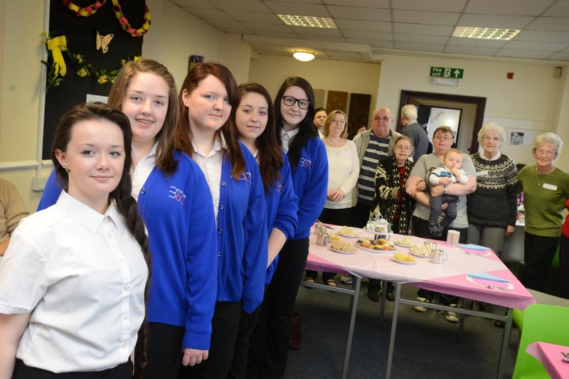 Academy 360 pupils were ready to sing at a community high tea in 2014. Pictured, left to right are Amber Kelly, Estelle Stubbs, Lauren Calvert, Jessica Campbell and Kate Vicars.