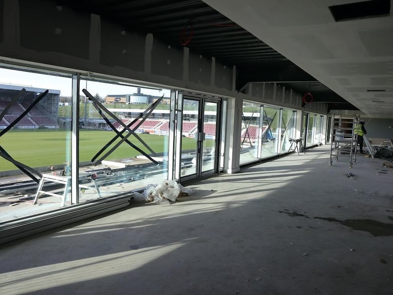 The view out onto the pitch from inside the East Stand