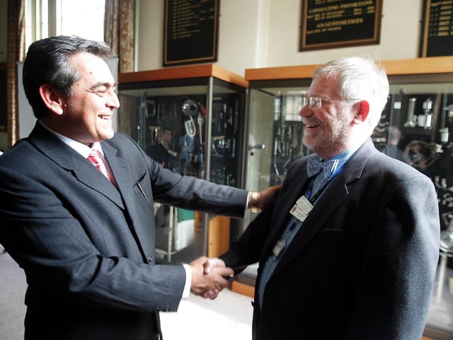 David Gauld, Chief of Biomedical Scientist Microbiology, retiring from Northampton General Hospital after 40 years. David's boss, Dr Minassian saying thank you. September 1, 2006