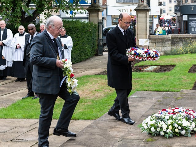 Northamptonshire civic leaders laid wreaths outside All Saints Church on Saturday (September 10) as a way to pay their respects to Her Majesty The Queen.