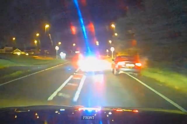 The 22-year-old led police on a dangerous pursuit, including driving on the wrong side of the road.