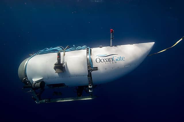 Photo issued by OceanGate Expeditions of their submersible vessel named Titan, which is used to visit the wreckage site of the Titanic. Rescue teams are continuing the search for the submersible tourist vessel which went missing during a voyage to the Titanic shipwreck with British billionaire Hamish Harding among the five people aboard.Photo credit should read: OceanGate Expeditions/PA Wire