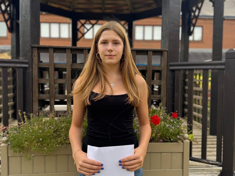 Rose, a student at Northampton High School, celebrates her GCSE results