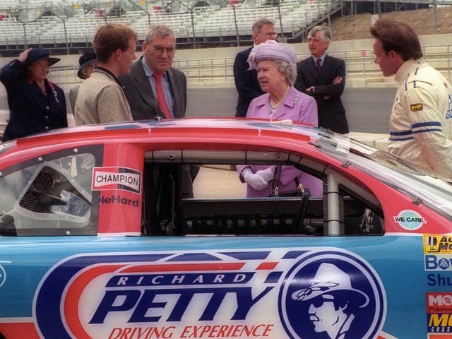 The Queen's Visit in 2001 to Rockingham Motor Speedway meeting racing drivers