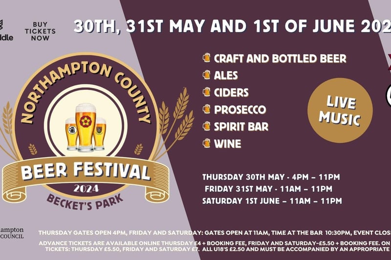 The popular beer festival will return to Becket's Park on May 30, 31 and June 1, 2024. There will be craft and bottled beer, ales, ciders, prosecco, a spirit bar, wine and a live music. Tickets are available now via Skiddle and cost between £4 and £5.50, plus a booking fee.