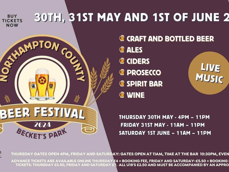 The popular beer festival will return to Becket's Park on May 30, 31 and June 1, 2024. There will be craft and bottled beer, ales, ciders, prosecco, a spirit bar, wine and a live music. Tickets are available now via Skiddle and cost between £4 and £5.50, plus a booking fee.