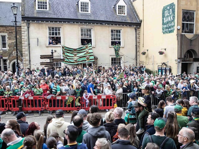 Saints players, coaches and staff celebrated with fans in Northampton town centre on Sunday (June 9) after winning the Gallagher Premiership title at Twickenham on Saturday (June 8).