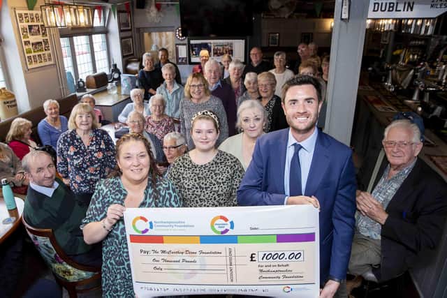The £1,000 donation from MHA Caves Wealth will be going to the McCarthy-Dixon Foundation, which began as a food bank in The Swan and Helmet pub during the pandemic.