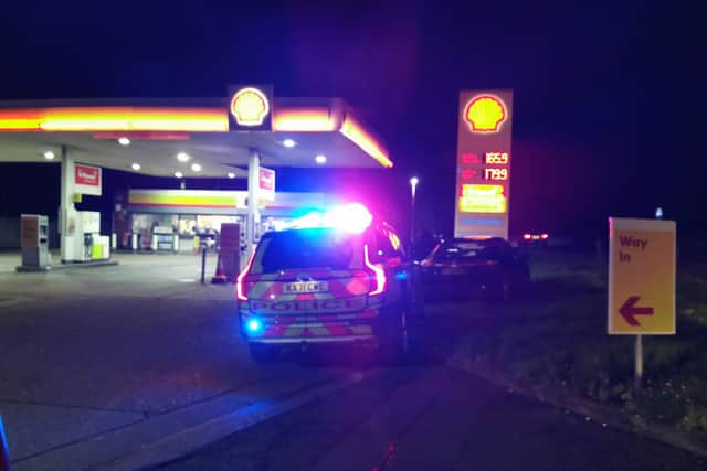 The police chase ended at the Shell Garage in Kislingbury