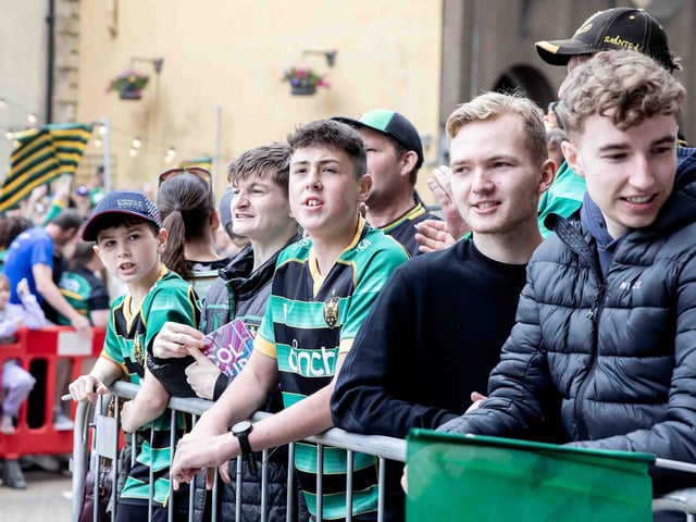 Saints players, coaches and staff celebrated with fans in Northampton town centre on Sunday (June 9) after winning the Gallagher Premiership title at Twickenham on Saturday (June 8).