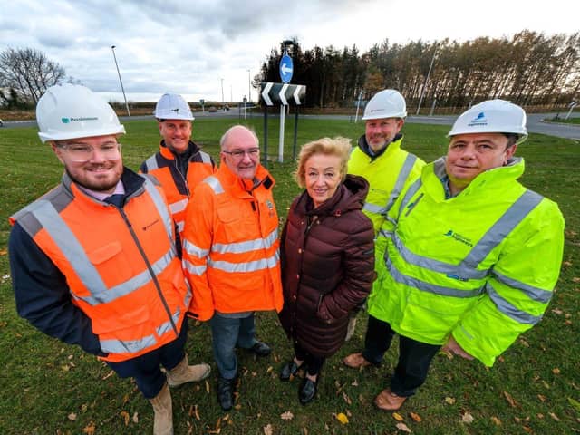 The Towcester Relief Road project team with Andrea Leadsom MP