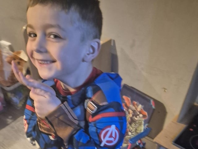 Reece, aged seven, as an Avenger.