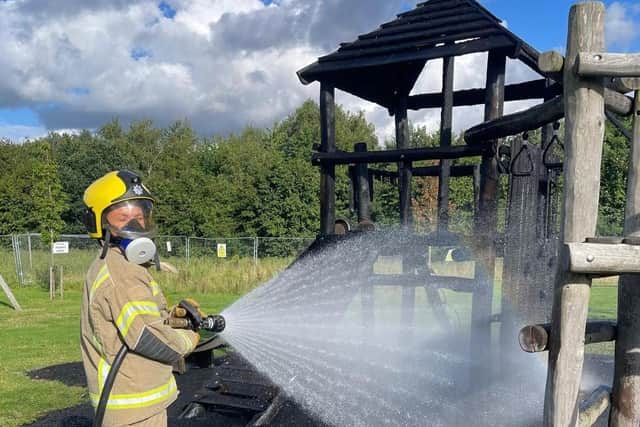 The play equipment in Roberts Road, Silverstone has been destroyed by a fire.