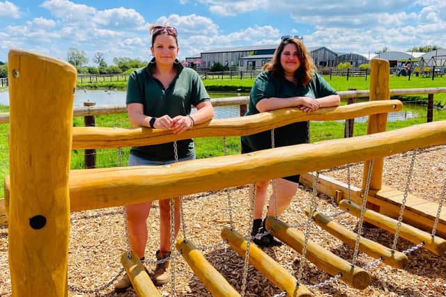 Farmer Jody and Farmer Mollie at the newly opened Play Trail