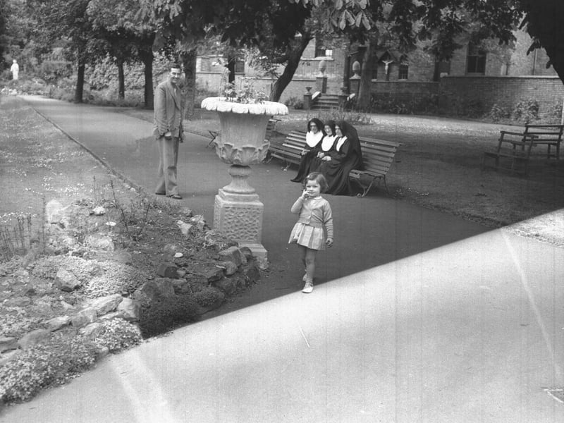 Early 1960s, possibly garden of Notre Dame Covent School, Abington Street, Northampton
