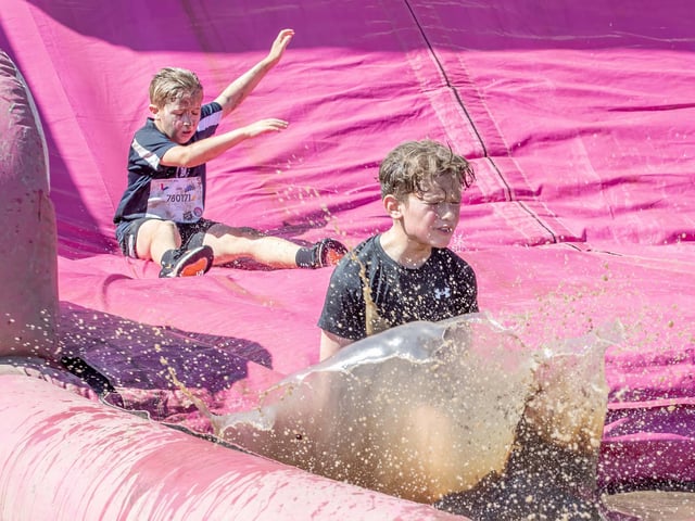 Children were all smiles on Saturday July 12 when they took part in the Race for Life, five kilometre obstacle course in Abington Park, Northampton.
