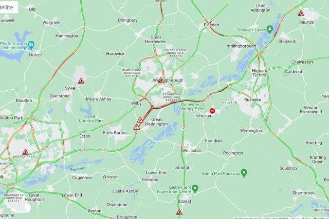 Delays heading west into Northampton on the A45