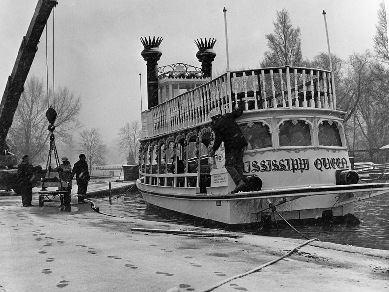 The Mississippi Queen paddle steamer pictured in January 1975